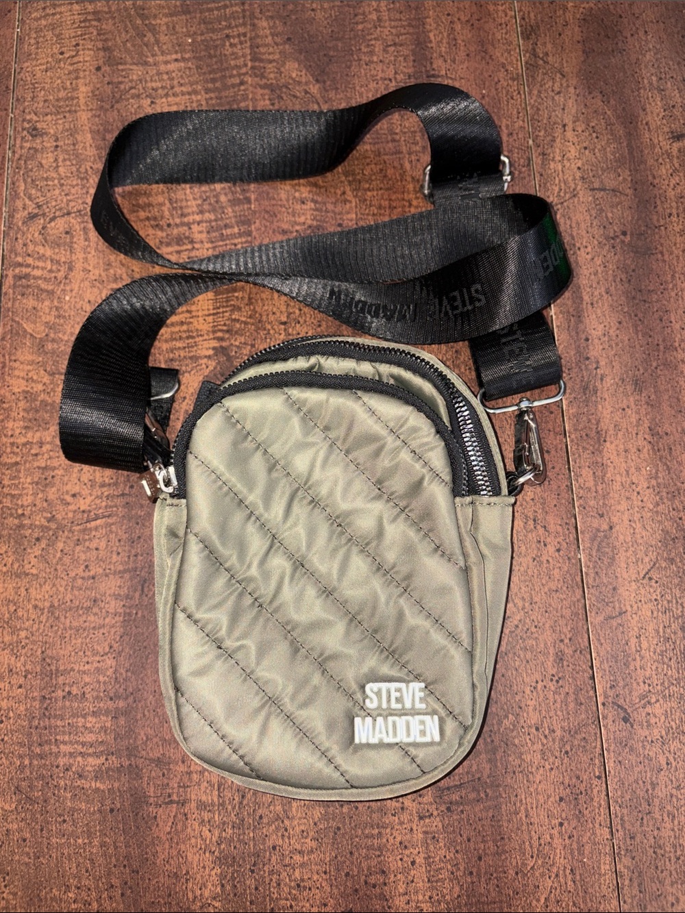 Steve Madden Olive Quilted Mini Crossbody with Black Strap